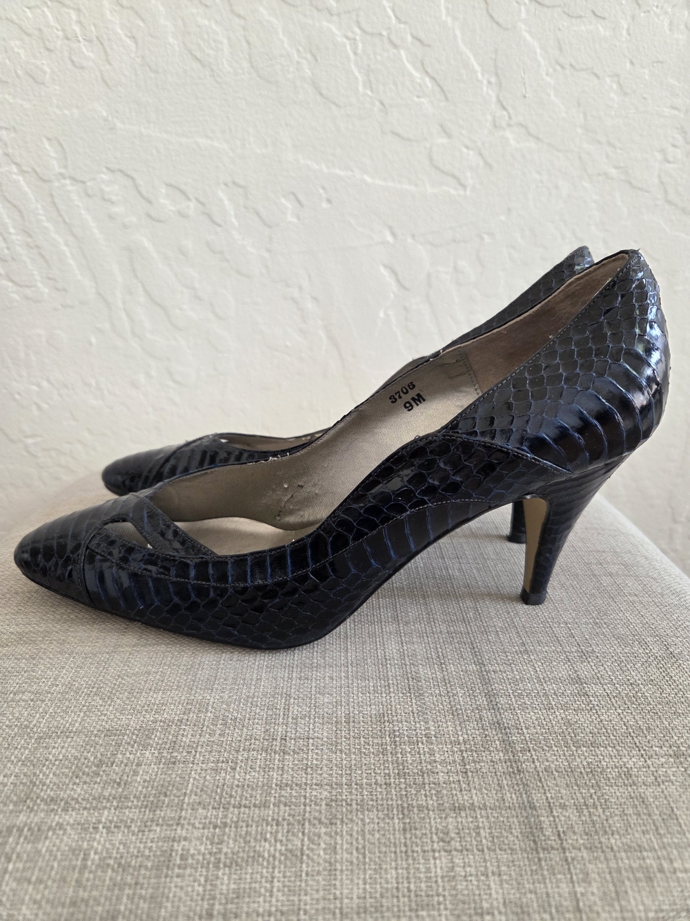 J. Renee Navy Textured Pointed-Toe Pumps - Picture 3 of 12